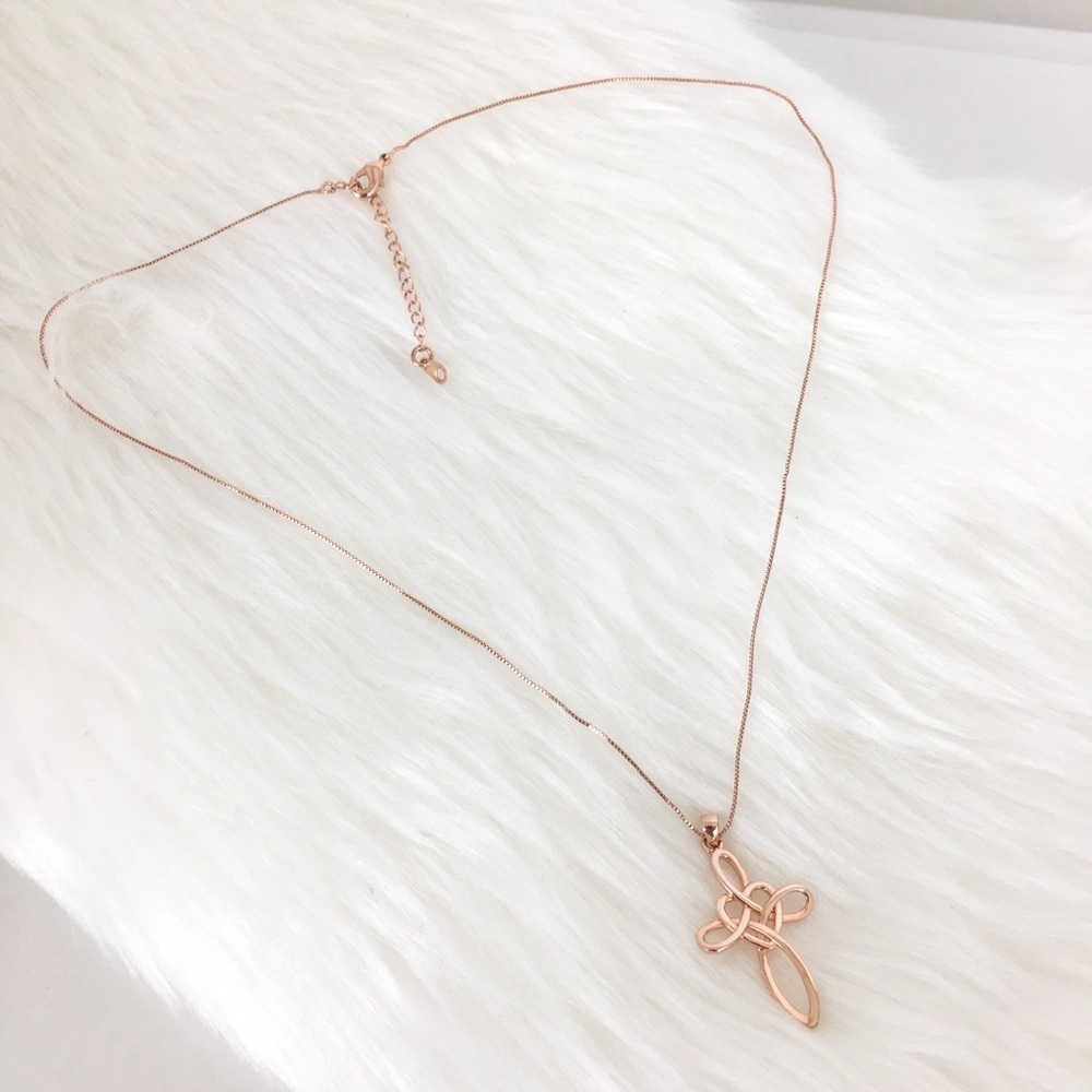 Women’s Copper Celtic Knot Cross Pendant and Box Chain Necklace Shiny Religious